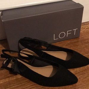 Black bow sling back flats
